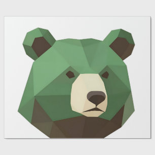 Papier Cadeau Tête d'ours géométrique Low Poly