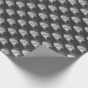 PAPIER CADEAU TÊTE MORTE PÈRE NOËL SKULL, HUMOUR SKELETON DE NOË