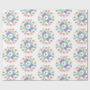 Papier Cadeau Têtes de bonhomme de neige pastel mignonnes sans c