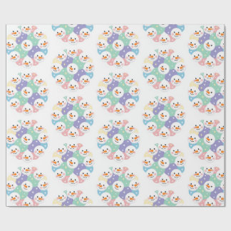 Papier Cadeau Têtes de bonhomme de neige pastel mignonnes sans c