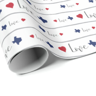 Papier Cadeau Texas Love and Hearts Motif