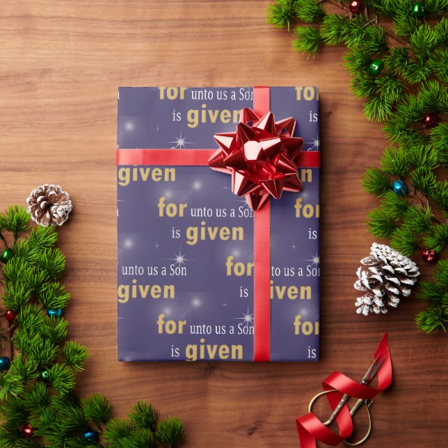 Papier Cadeau Texte chrétien de Noël sur violet (Cadeau de vacances)