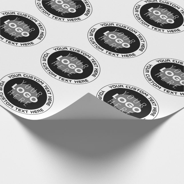 Papier Cadeau Texte circulaire modifiable & logo remplaçable | N (Coin)