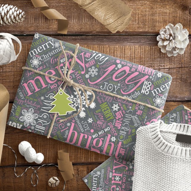 Papier Cadeau Texte de Christma et patterns Slate ID257 (Créateur téléchargé)