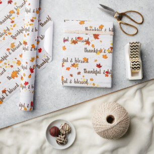 Papier Cadeau Texte de gratitude et de bénédiction avec feuilles