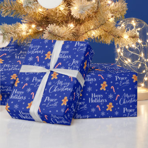 Papier Cadeau Texte de Noël amusant avec des graphiques mignons