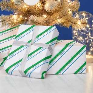 Papier Cadeau Texte japonais minimal bleu vert moyen bande