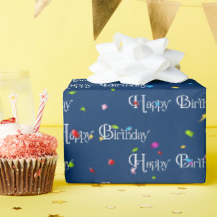 Papier Cadeau Texte Joyeux Anniversaire avec Confettis