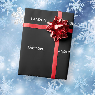 Papier Cadeau Texte modifiable moderne Noir et blanc