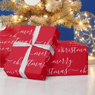 Papier Cadeau Texte personnalisé élégant rouge et blanc Joyeux N