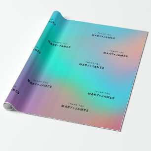 Papier Cadeau Texte personnalisé Holographique Moderne Élégant 