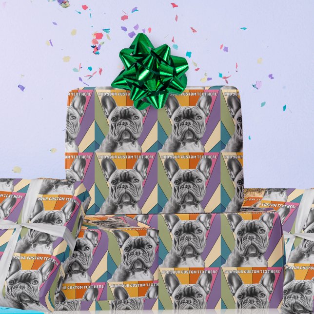 Papier Cadeau Texte personnalisé Retro Super Arc-en-ciel Françai (Créateur téléchargé)