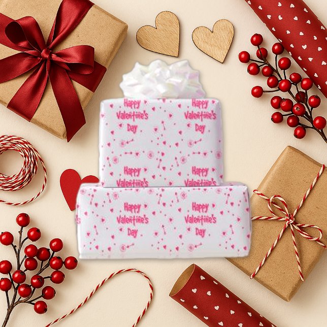 Papier Cadeau Texte rose rouge valentin (Créateur téléchargé)
