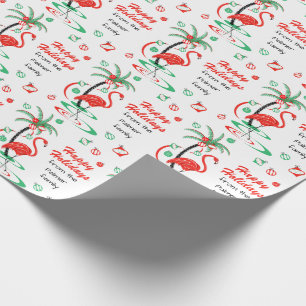 Papier Cadeau Texte rouge de Flamant rose de Noël bonnes fêtes
