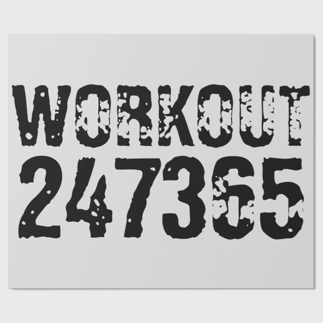 Papier Cadeau Texte usé et rayé Workout 247365 noir (Plat)
