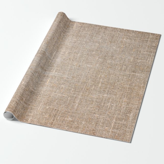 Papier Cadeau Textile jute texture tissu brun (Déroulé)