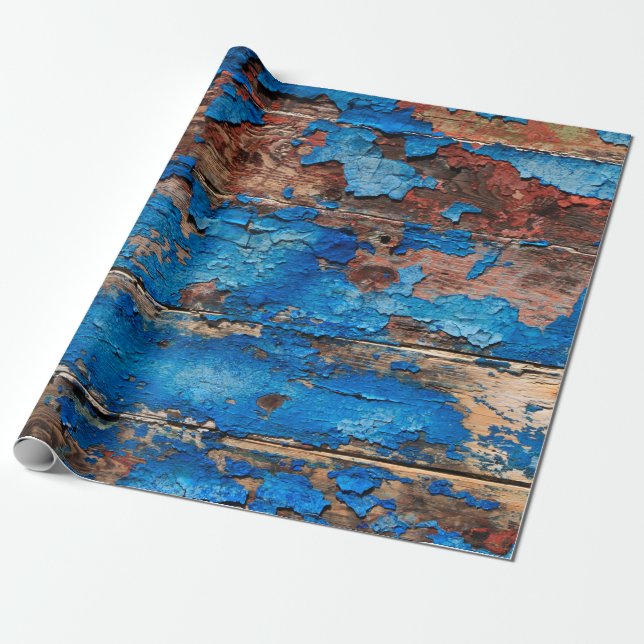 Papier Cadeau Texture arrière - plan bois bleu (Déroulé)