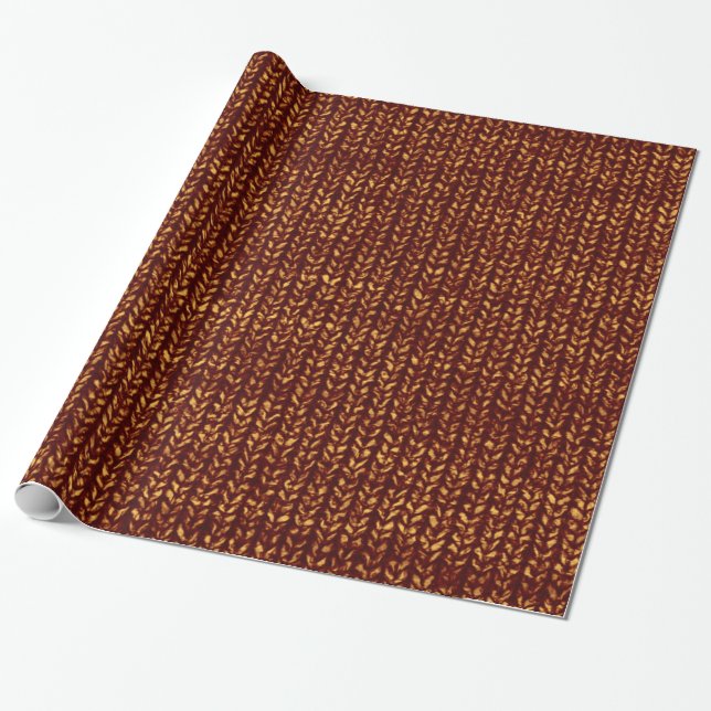 Papier Cadeau Texture Brown de Knit de chandail de rouille (Déroulé)