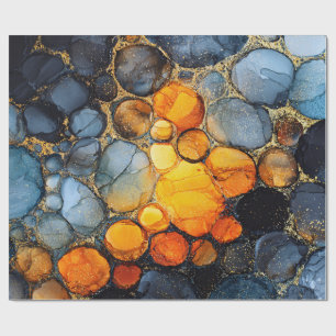 Papier Cadeau Texture de bulle colorée avec art fluide doré