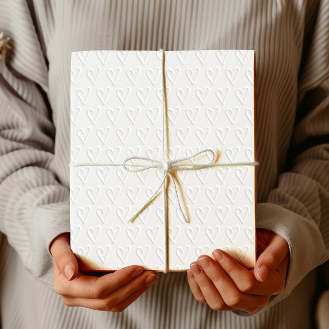 Papier Cadeau Texture de cœur élégant blanc de la Saint-Valentin (Créateur téléchargé)
