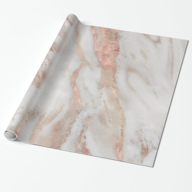 Papier Cadeau Texture de faux marbre rose doré et gris (Déroulé)