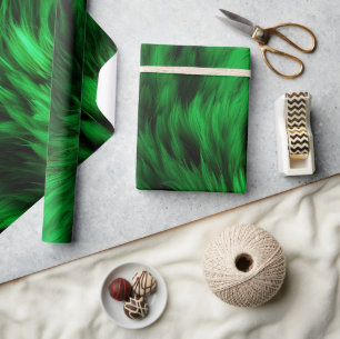 Papier Cadeau Texture de fourrure de monstre faux vert amusant