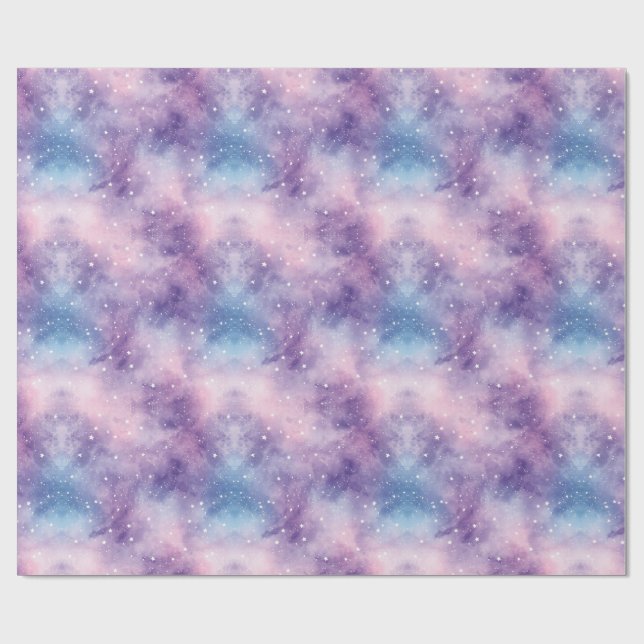 Papier Cadeau Texture de Galaxie Bleu Violet (Plat)