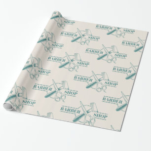 Papier Cadeau Texture de jeans bleu de salon de coiffure pour ho