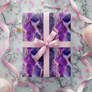 Papier Cadeau Texture de l'agate de la Glitterie violette