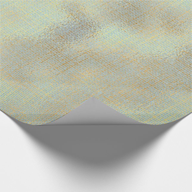 Papier Cadeau Texture de lin Or Eau Bleu Minimal (Coin)