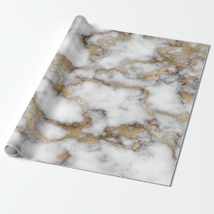 Papier Cadeau Texture de marbre blanc doré cool