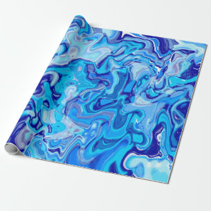 Papier Cadeau Texture de marbre bleu givré Métal liquide Abstrai