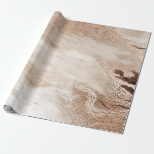 Papier Cadeau Texture de pierre de marbre doré marron moderne co
