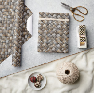 Papier Cadeau Texture de Tissage de Bois Usé Patiné