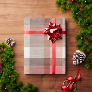 Papier Cadeau Texture de tissu à carreaux rustique chaud en cora