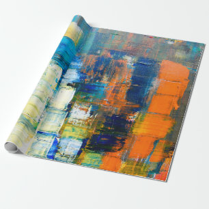 Papier Cadeau Texture de toile peinte. Ombrage rouge et bleu sur
