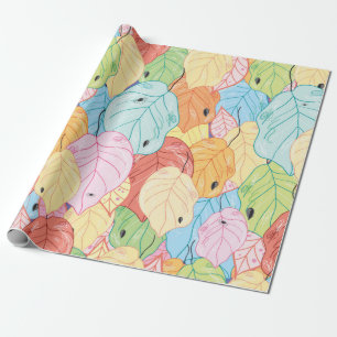 Papier Cadeau texture des feuilles aux couleurs vives
