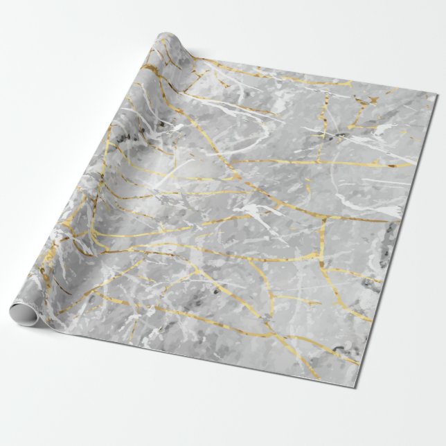 Papier Cadeau Texture dorée marbré (Déroulé)