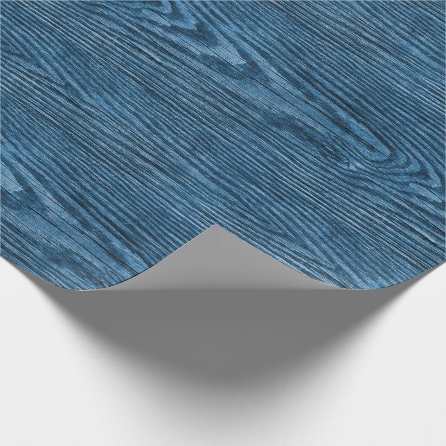 Papier Cadeau Texture en bois patiné Bleu Océan (Coin)