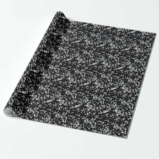 Papier Cadeau Texture en marbre noir (Déroulé)