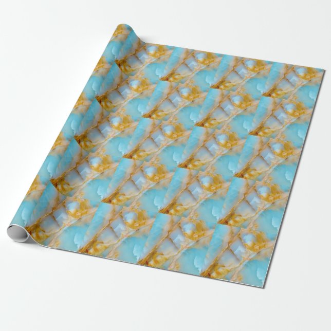 Papier Cadeau Texture marbré, intérieur onyx coloré. (Déroulé)