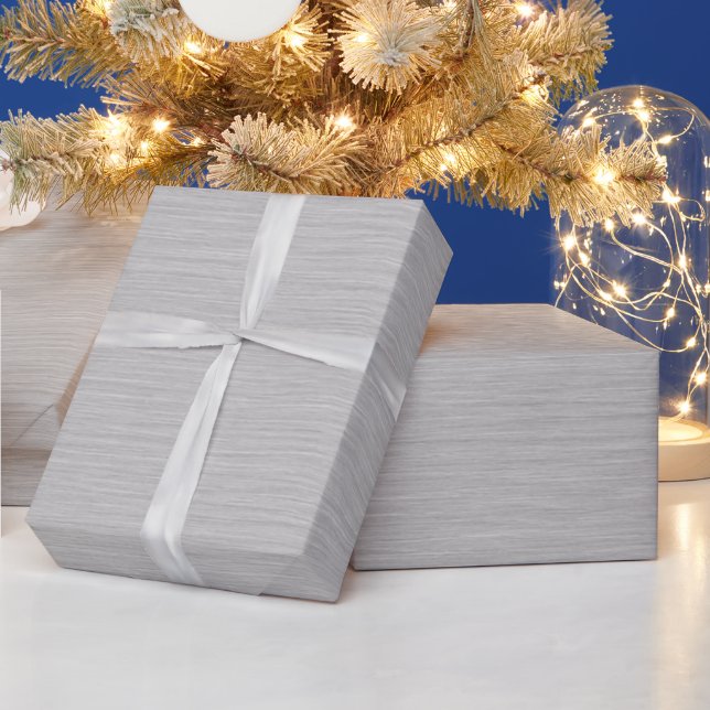 Papier Cadeau Texture métallique argent brossé de qualité supéri (Vacances)