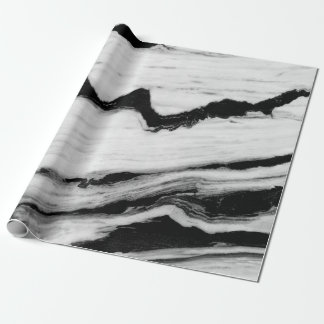 Papier Cadeau texture naturelle en marbre noir et blanc, luxueux