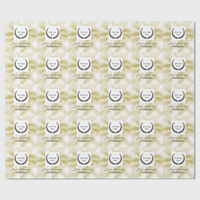 Papier Cadeau Texture Or Élégant Logo Doré (Plat)