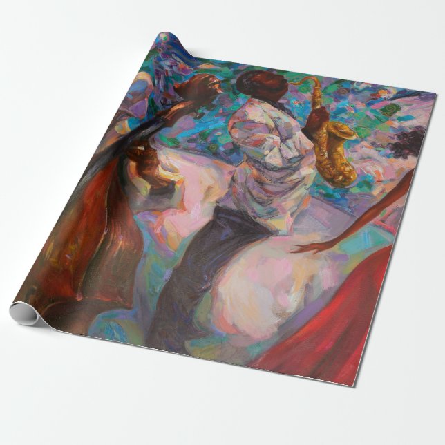 Papier Cadeau texture, peinture à l'huile, art, jazz, blues, tra (Déroulé)