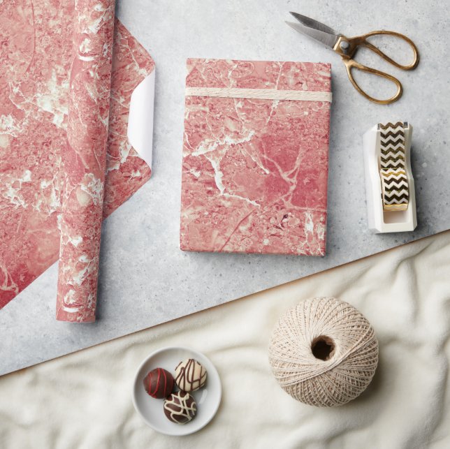 Papier Cadeau Texture rose en marbre d'or (Artisanat)