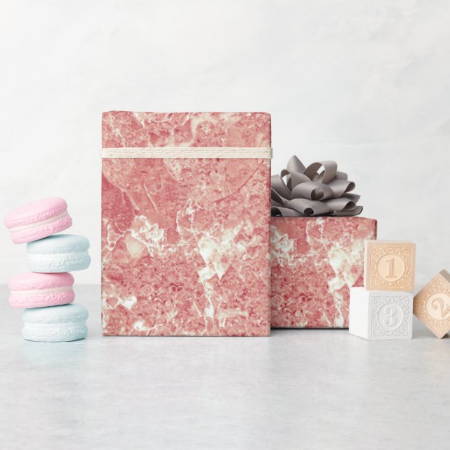 Papier Cadeau Texture rose en marbre d'or (Baby Shower)