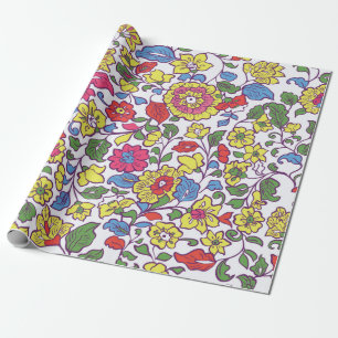 Papier Cadeau Texture transparente avec fleurs et feuilles. Pat