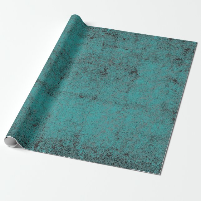 Papier Cadeau Texture Turquoise Vintage Black Chic Decoupage (Déroulé)