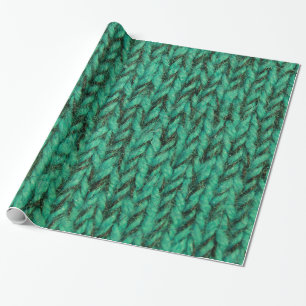 Papier Cadeau Texture verte encombrante de Knit de chandail